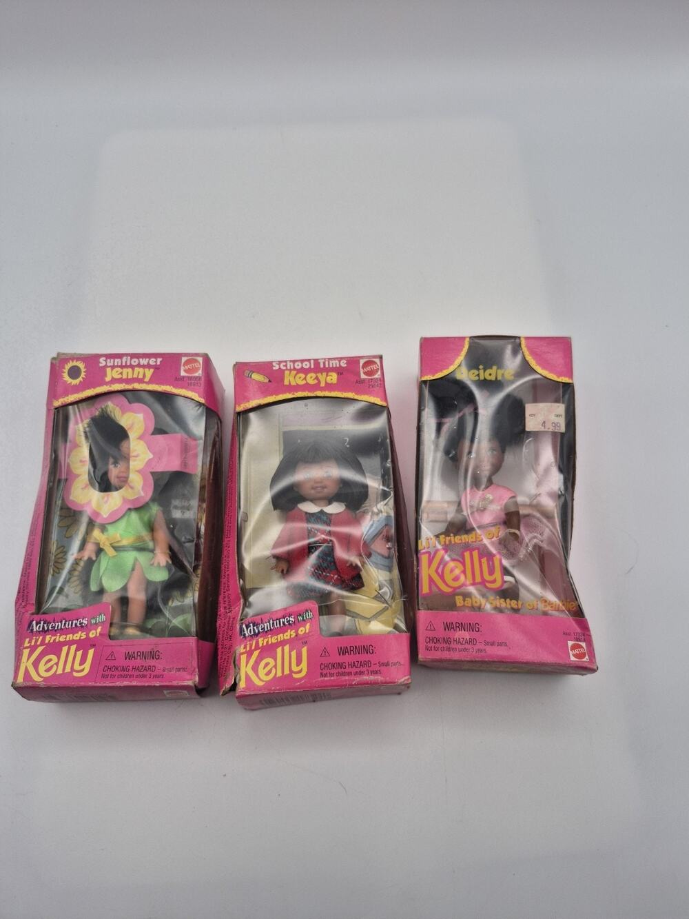 Li'l Friends of Kelly School Time Keeya, Sunflower Jenny, Deidre New Damaged Box